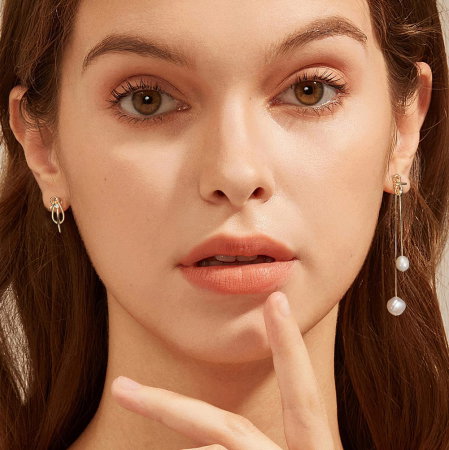 Cercei argint 925 asimetrici placati cu aur 14K cu perle naturale [1]