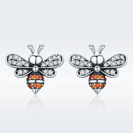 Cercei argint 925 cu albinute si zirconii - Be Nature EST0018 [2]