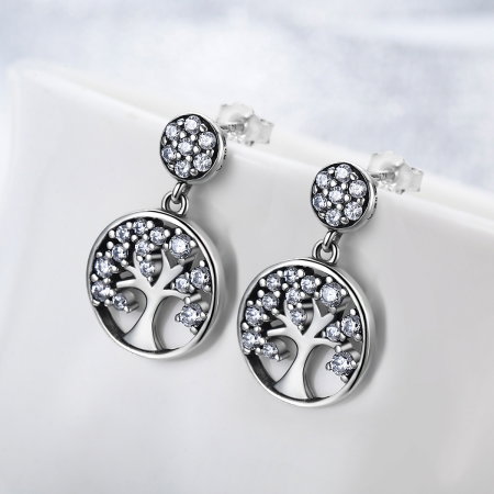 Cercei argint 925 cu copacul vietii si zirconii albe - Be Nature  EST0006 [1]