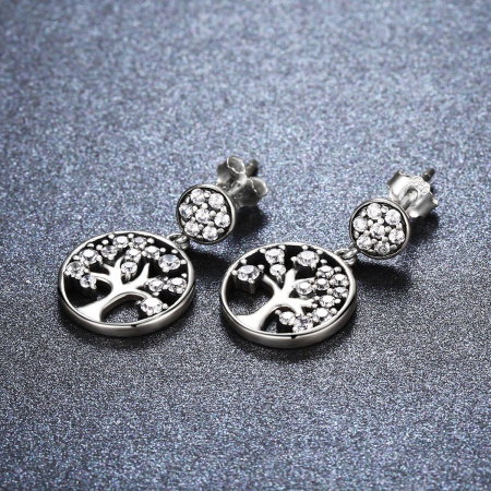 Cercei argint 925 cu copacul vietii si zirconii albe - Be Nature  EST0006 [2]