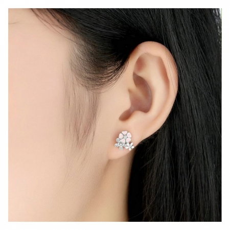 Cercei argint 925 cu floricele si zirconii albe - Be Nature EST0001 [3]