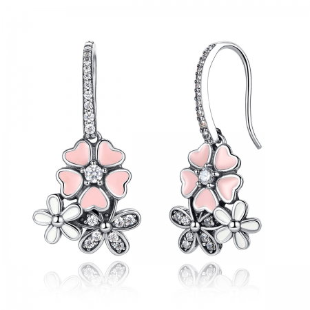 Cercei argint 925 cu floricele si zirconii albe - Be Nature EST0003 [0]