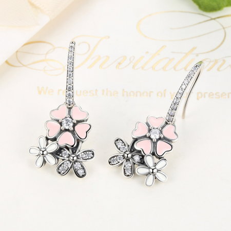 Cercei argint 925 cu floricele si zirconii albe - Be Nature EST0003 [3]