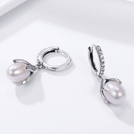 Cercei argint 925 cu perle naturale si zirconii albe - Be Nature EST0013 [5]