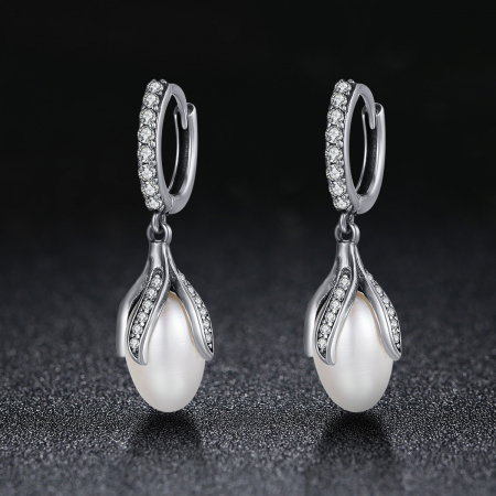 Cercei argint 925 cu perle naturale si zirconii albe - Be Nature EST0013 [2]