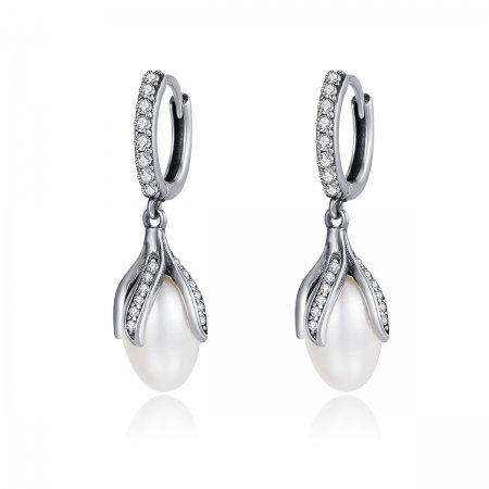 Cercei argint 925 cu perle naturale si zirconii albe - Be Nature EST0013 [0]