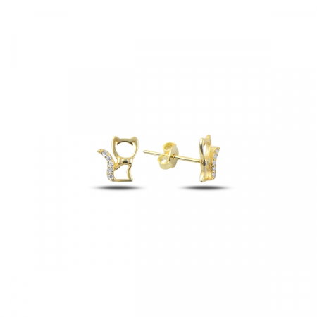 Cercei argint 925 cu pisicute, placati cu aur - ETU0123 [0]