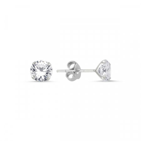 Cercei argint 925 cu zirconii albe rotunde 6 mm - ETU0108 [0]
