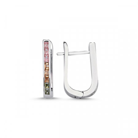 Cercei argint 925 cu zirconii colorate placat cu rodiu - ETU0118 [0]