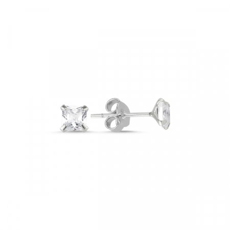 Cercei argint 925 cu zirconii patrate albe 4 mm - ETU0111 [0]
