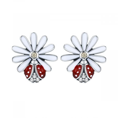 Cercei argint 925 gargarite cu floricele si zirconii - Be Lucky EST0022