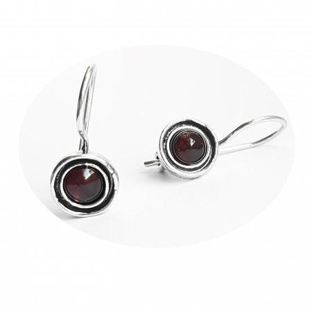Cercei argint 925 Israel floare cu granat - Be Nature EPO0031 [0]