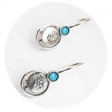 Cercei argint 925 Israel floare cu opal imperial - Be Nature EPO0033 [1]