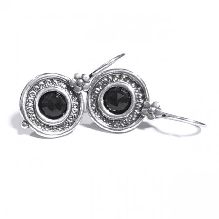 Cercei argint 925 Israel floricele cu onix - Be Nature EPO0046 [1]