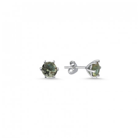 Cercei argint 925 placat cu rodiu cu pietre de zultanit rotunde de 6 mm - ETU0137 [0]