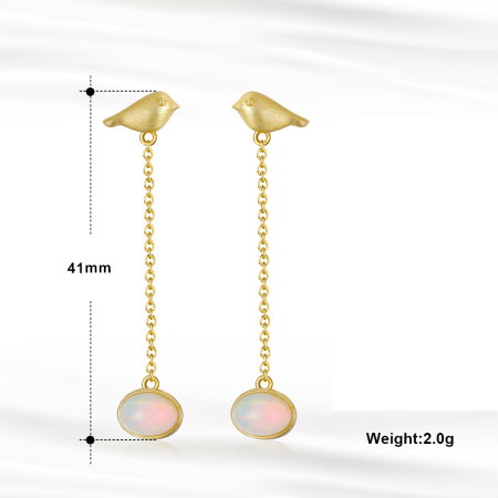 Cercei argint 925 placati cu rodiu cu opal natural [4]