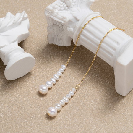 Cercei argint 925 placati cu aur 14K cu perle naturale [2]