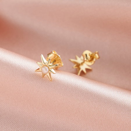 Cercei argint 925 placati cu aur 14K cu perle naturale [4]