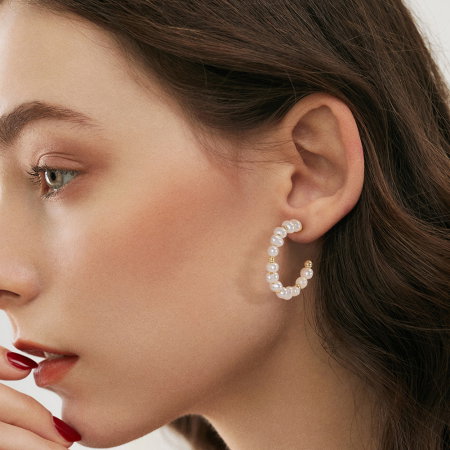 Cercei argint 925 placati cu aur 14K cu perle naturale [1]