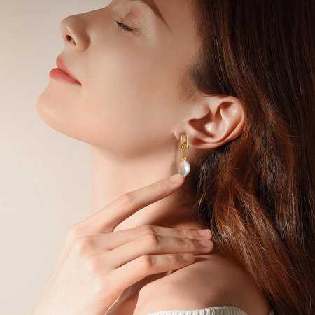 Cercei argint 925 placati cu aur 14K cu perle naturale [1]