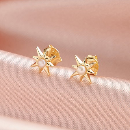 Cercei argint 925 placati cu aur 14K cu perle naturale [2]