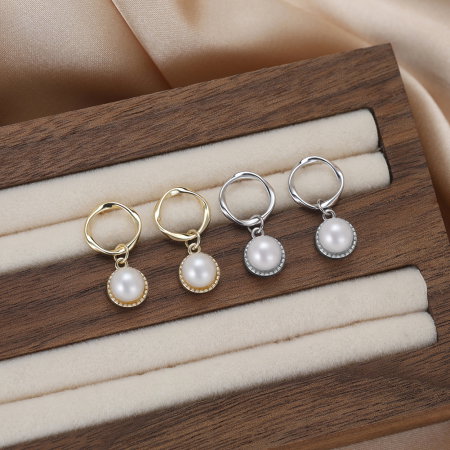 Cercei argint 925 placati cu rodiu cu perle naturale [3]