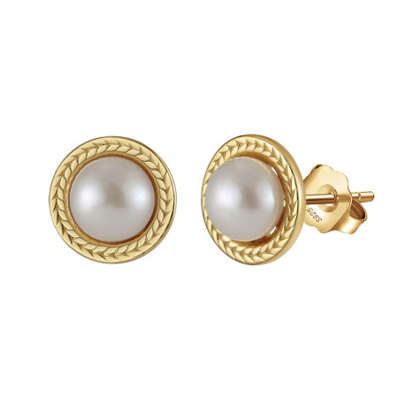 Cercei argint 925 placati cu aur 14K cu perle naturale [0]