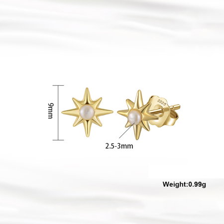 Cercei argint 925 placati cu aur 14K cu perle naturale [3]