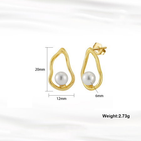 Cercei argint 925 placati cu aur 14K cu perle naturale [3]