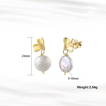 Cercei argint 925 placati cu aur 14K cu perle naturale [2]