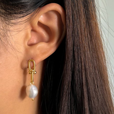 Cercei argint 925 placati cu aur 14K cu perle naturale [3]