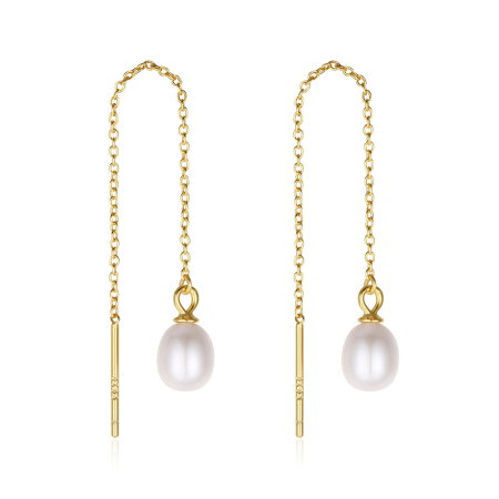 Cercei argint 925 placati cu aur 14K cu perle naturale [0]