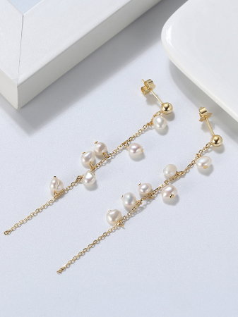 Cercei argint 925 placati cu aur 14K cu perle naturale [5]