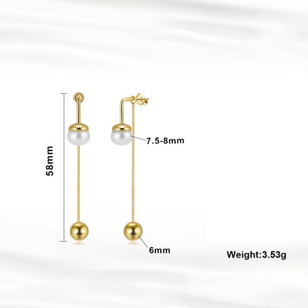 Cercei argint 925 placati cu aur 14K cu perle naturale [2]