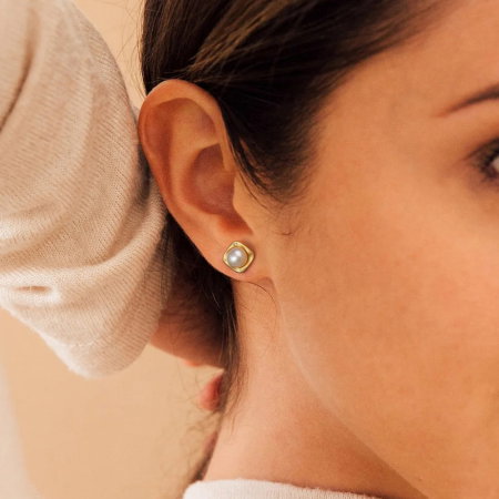 Cercei argint 925 placati cu aur 14K cu perle naturale [1]