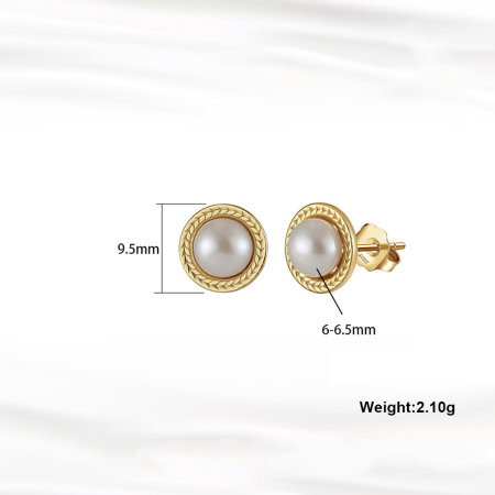 Cercei argint 925 placati cu aur 14K cu perle naturale [2]