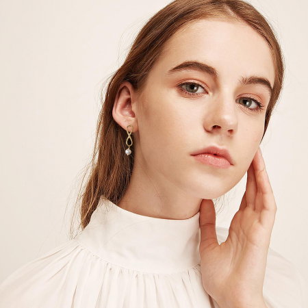 Cercei argint 925 placati cu aur 14K cu perle naturale [1]