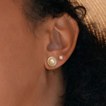 Cercei argint 925 placati cu aur 14K cu perle naturale [1]