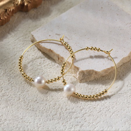 Cercei argint 925 placati cu aur 14K cu perle naturale [3]