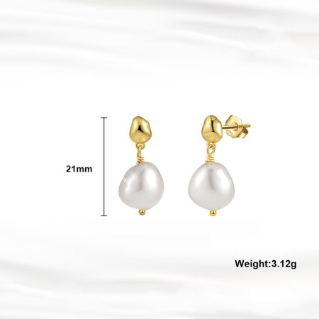 Cercei argint 925 placati cu aur 14K cu perle naturale [4]