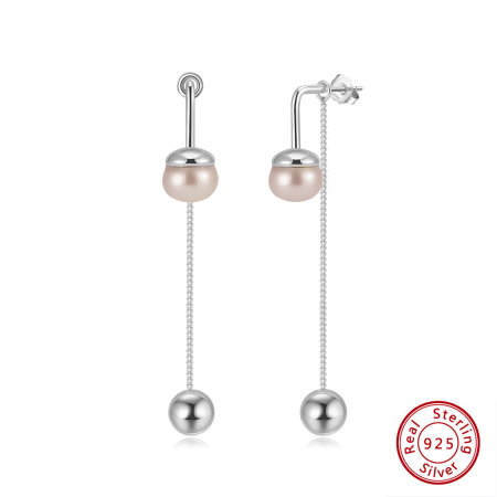 Cercei argint 925 placati cu rodiu cu perle naturale