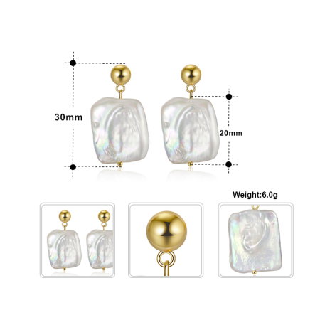 Cercei argint 925 placati cu aur 14K cu perle naturale [3]