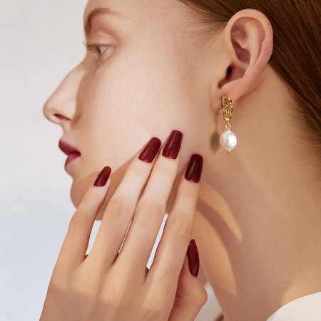 Cercei argint 925 placati cu aur 14K cu perle naturale [1]