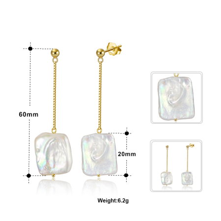 Cercei argint 925 placati cu aur 14K cu perle naturale [4]