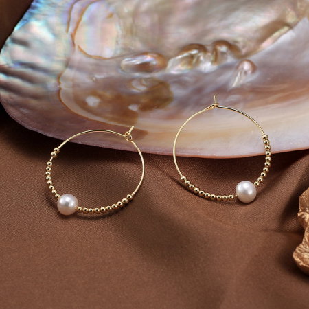 Cercei argint 925 placati cu aur 14K cu perle naturale [2]