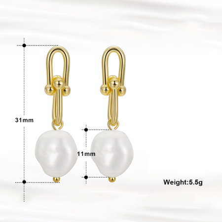 Cercei argint 925 placati cu aur 14K cu perle naturale [5]