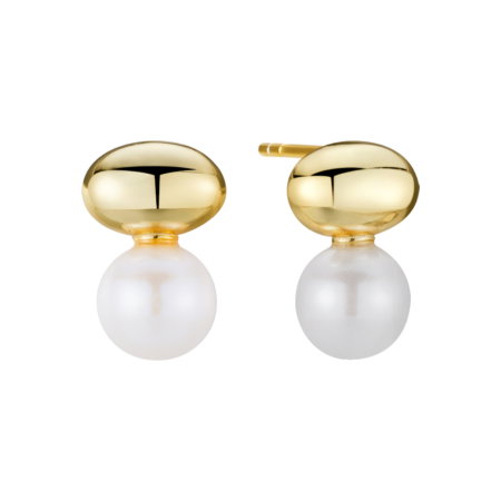Cercei argint 925 placati cu aur 14K cu perle naturale [0]