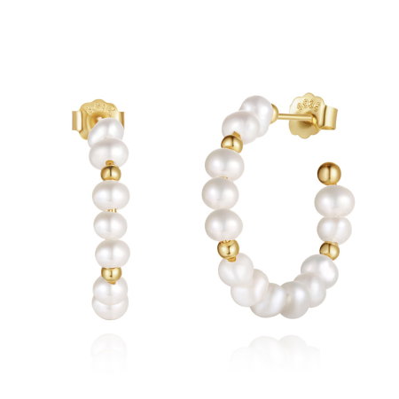 Cercei argint 925 placati cu aur 14K cu perle naturale