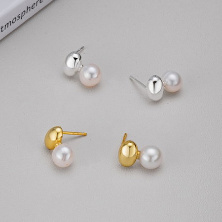 Cercei argint 925 placati cu aur 14K cu perle naturale [3]