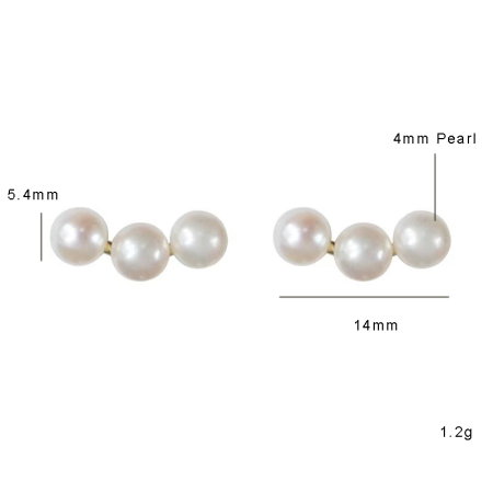 Cercei argint 925 placati cu aur 14K cu trei perle naturale [6]